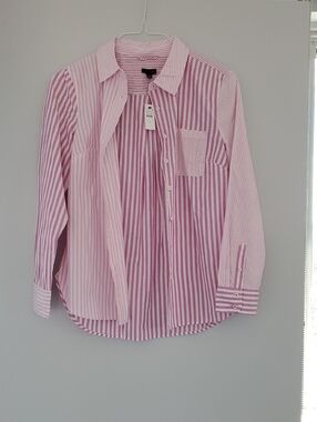 NWT Talbots Pink and White Vertical Stripe Shirt